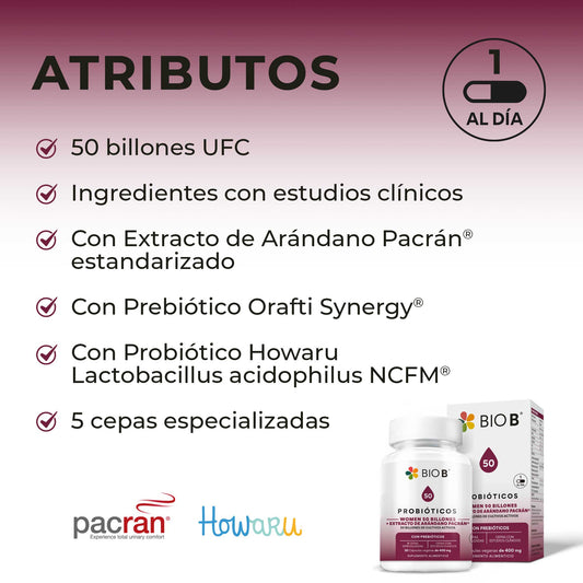PROBIÓTICOS WOMEN 50 BILLONES + EXTRACTO DE ARÁNDANO PACRAN®
