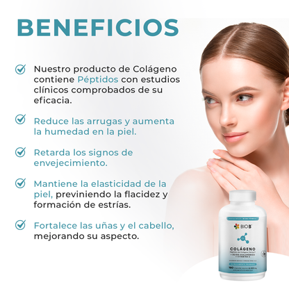 COLÁGENO + ÁCIDO HIALURÓNICO + VITAMINA C 180 caps.