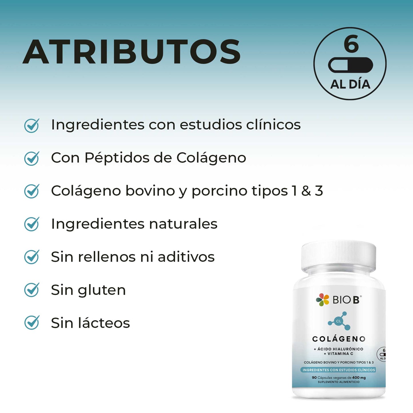 COLÁGENO+ ÁCIDO HIALURÓNICO + VITAMINA C 90 caps.