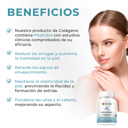 COLÁGENO+ ÁCIDO HIALURÓNICO + VITAMINA C 90 caps.