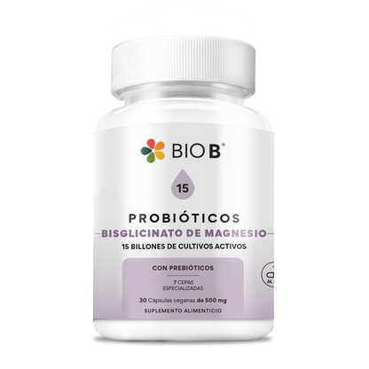 PROBIÓTICOS 15 BILLONES + BISGLICINATO DE MAGNESIO (PSICOBIÓTICO)