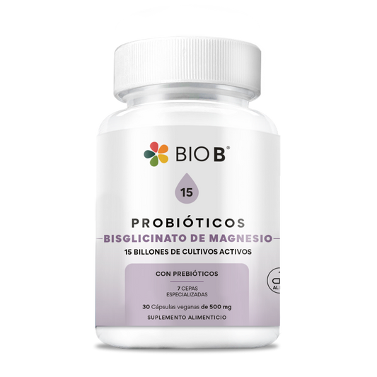 PROBIÓTICOS 15 BILLONES + BISGLICINATO DE MAGNESIO (PSICOBIÓTICO)