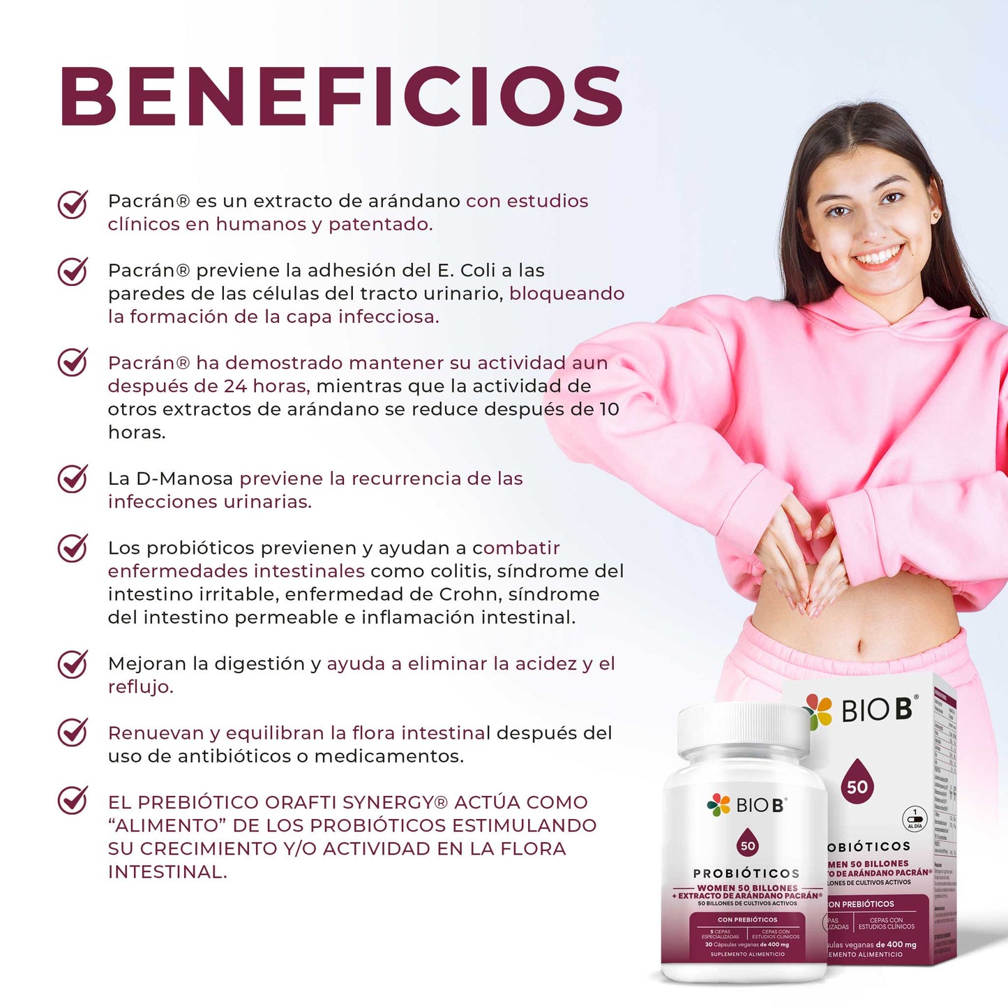PROBIÓTICOS WOMEN 50 BILLONES + EXTRACTO DE ARÁNDANO PACRAN®