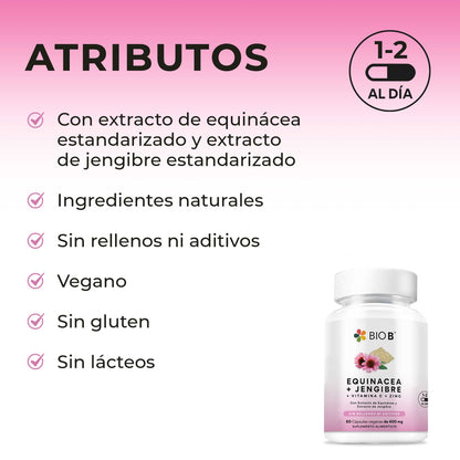 EQUINÁCEA + JENGIBRE + VITAMINA C + ZINC